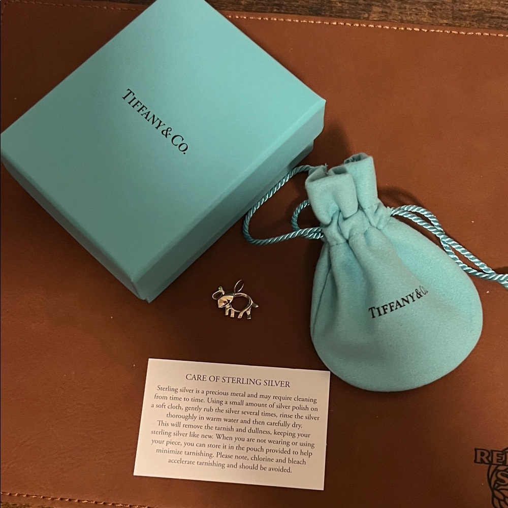 Tiffany & Co. Silver Charm with Blue Pouch and Box
